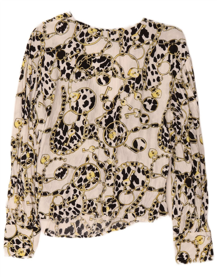Topshop Женский свободный кардиган с абстрактным узором и запахом, Великобритания 6 XS, белый