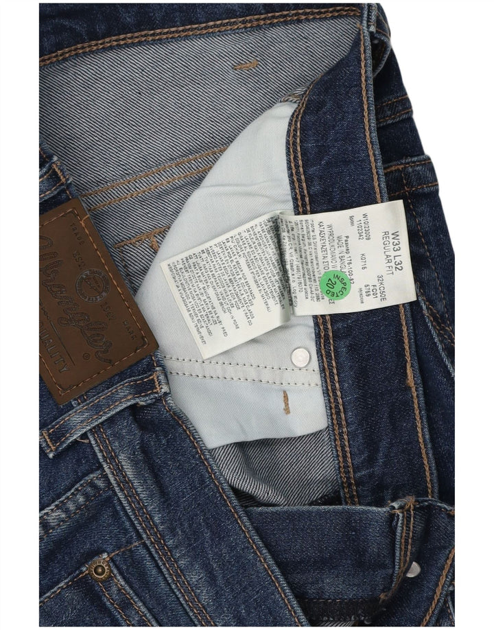 WRANGLER Mens Regular Fit Straight Jeans W33 L32 Blue Cotton