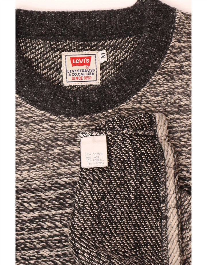Мужской джемпер с круглым вырезом Levi's, хлопковый свитер среднего серого цвета в полоску