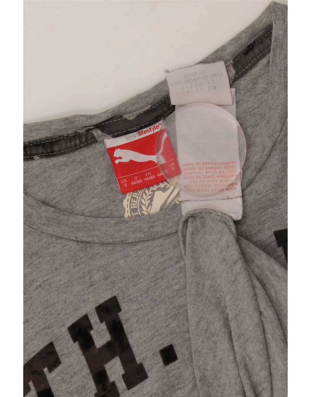 Мужская футболка с рисунком Puma, маленький серый хлопок