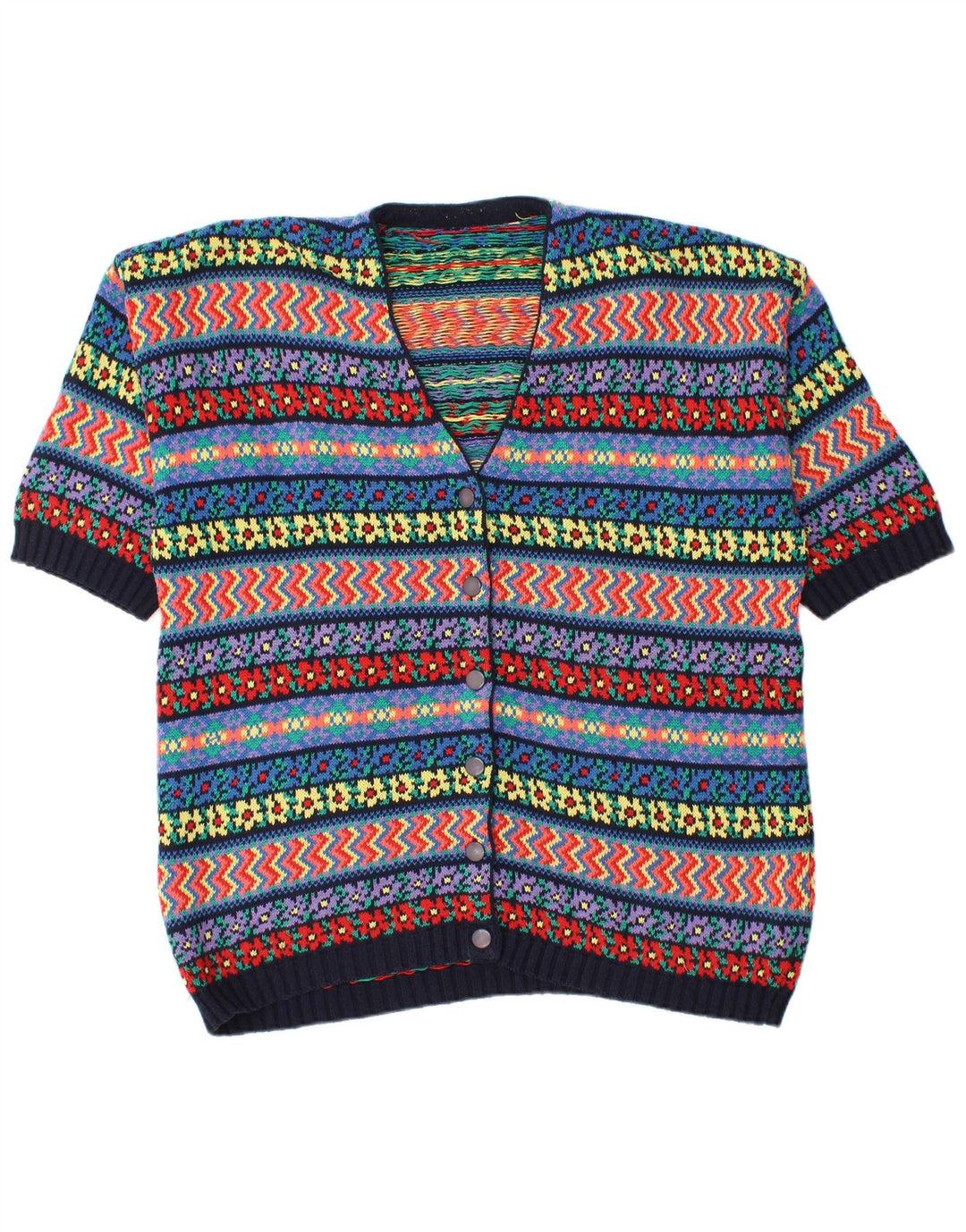 Винтажный женский свободный кардиган-свитер, Великобритания, 16, большой разноцветный
