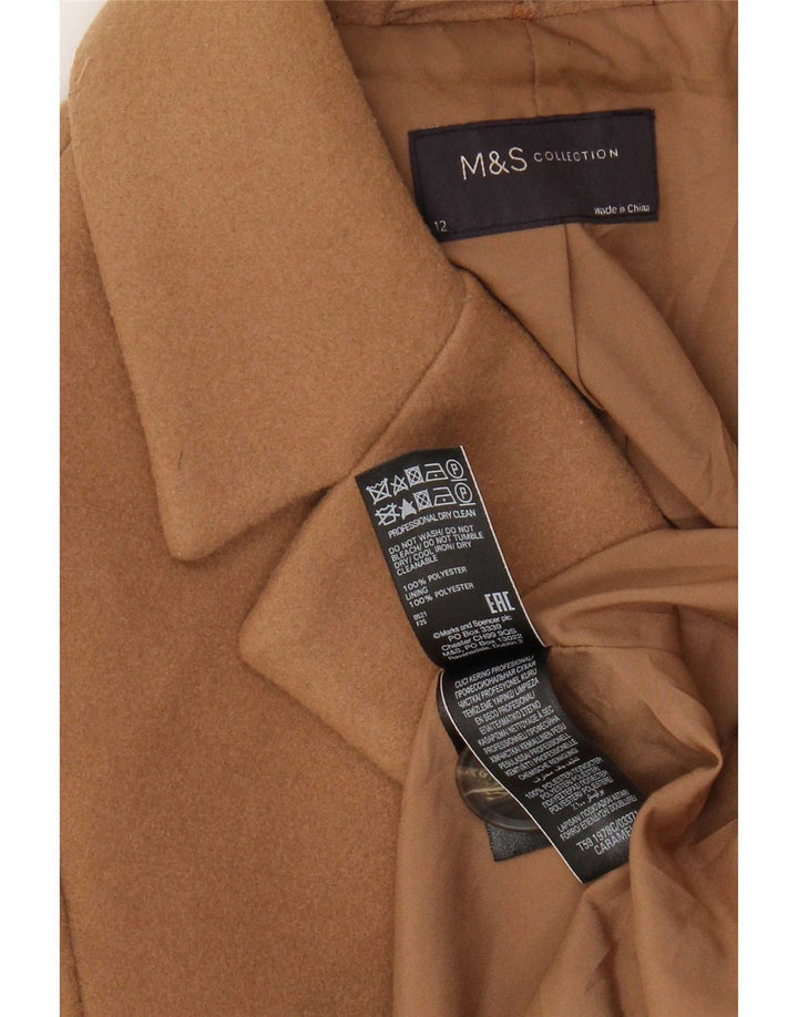 Женское пальто Marks & Spencer UK 12, средний бежевый, полиэстер