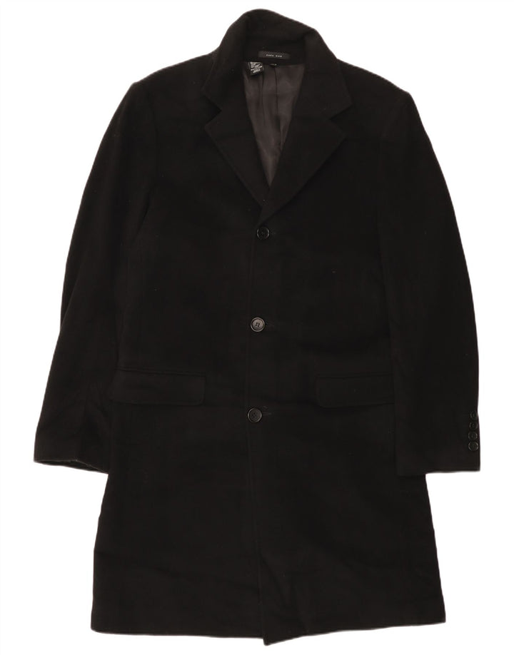 Мужское пальто Zara UK 38, среднее, черное, шерстяное