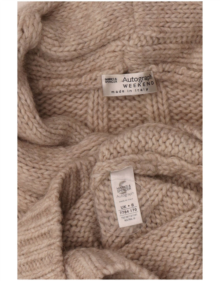 Женский джемпер с высоким воротником Marks & Spencer, Великобритания, 8, маленький, бежевый, акрил