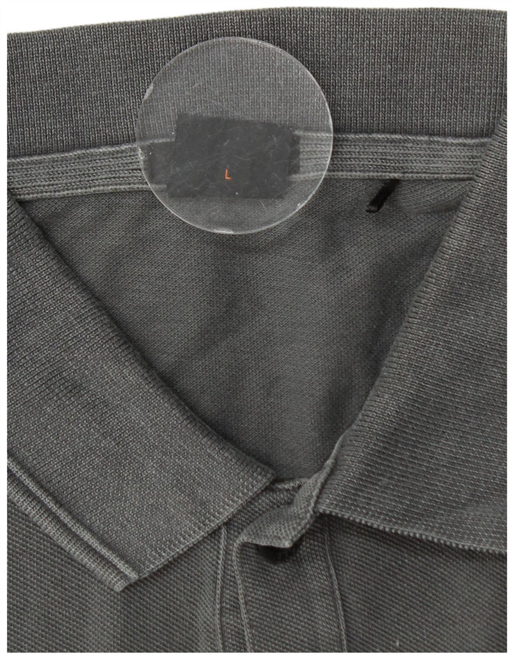 Мужская рубашка-поло приталенного кроя HUGO BOSS, большая серая