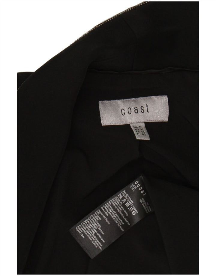 COAST Womens Open Blazer Jacket UK 16 Large Black Polyester