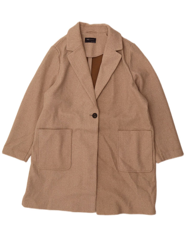 Женское пальто Marks & Spencer UK 20 2XL бежевое из полиэстера
