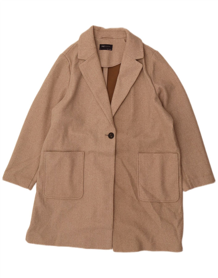 Женское пальто Marks & Spencer UK 20 2XL бежевое из полиэстера