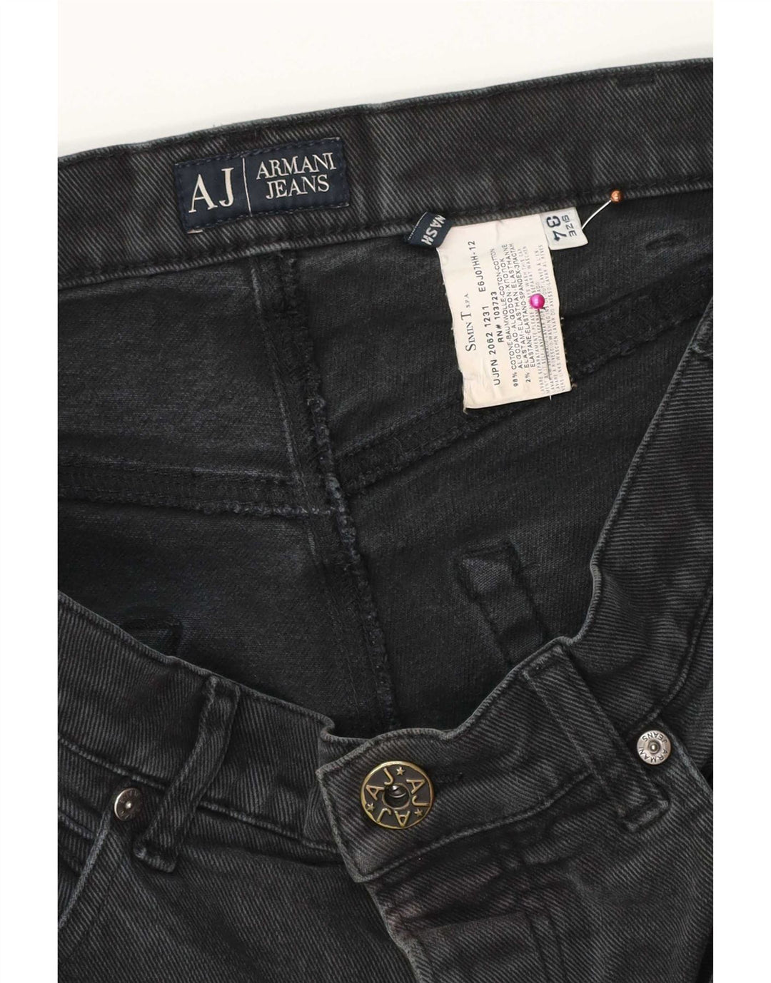 Мужские прямые джинсы Armani Jeans W34 L32, черный хлопок