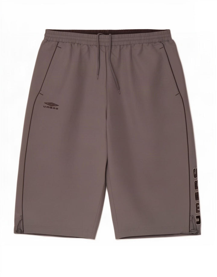 Мужские спортивные шорты-бермуды с рисунком Umbro, большие серые полиэстеровые шорты
