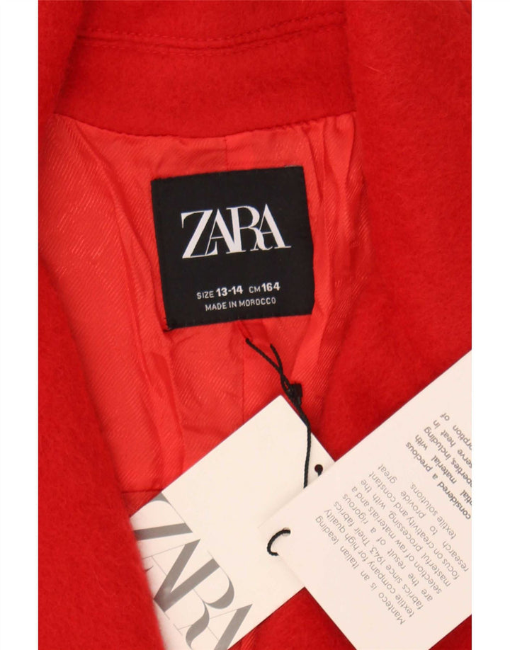 Двубортный пиджак Zara для девочек 13–14 лет, красная шерсть