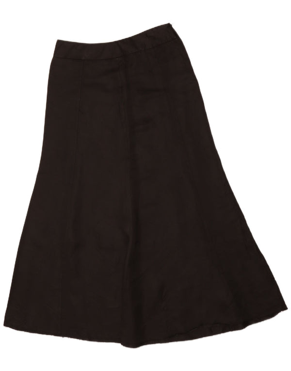 Vintage Womens Maxi A-Line Skirt IT 46 Large W32 Black Silk Classic