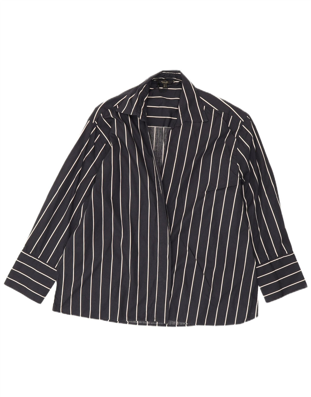 Женский кардиган MASSIMO DUTTI UK 14, средний темно-синий в полоску, хлопок