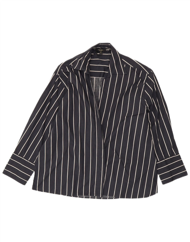 Женский кардиган MASSIMO DUTTI UK 14, средний темно-синий в полоску, хлопок