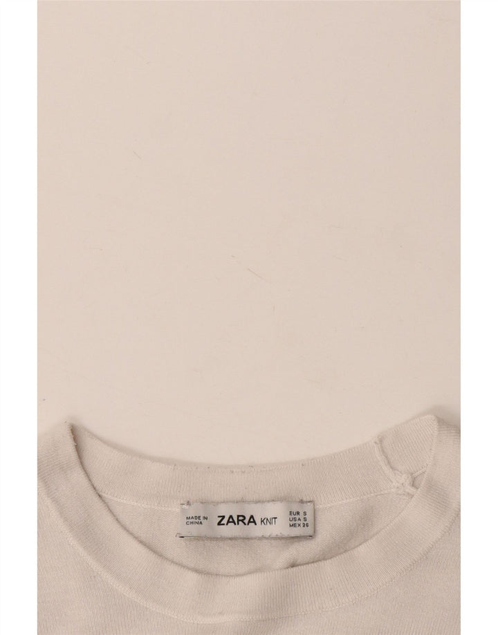 Женский джемпер с круглым вырезом Zara UK 10, маленький белый