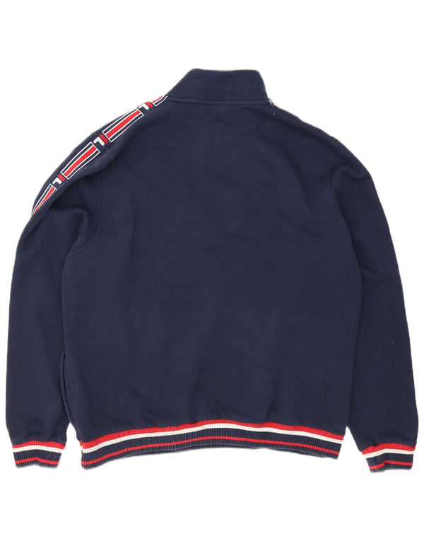 Мужской свитшот Fila на молнии с рисунком, 3XL, темно-синий, с цветными блоками