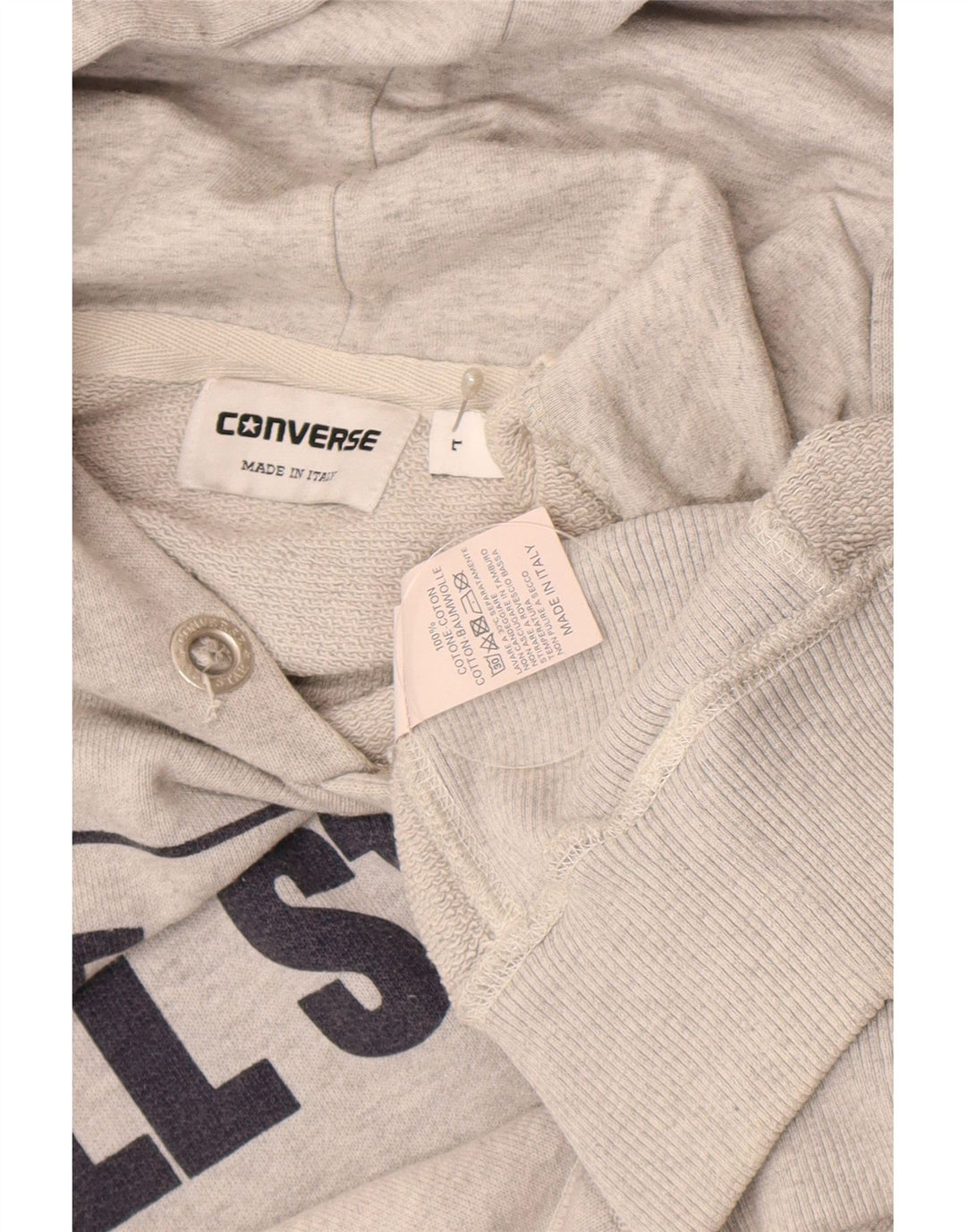 Мужской джемпер с капюшоном Converse с рисунком, большой серый, хлопковый