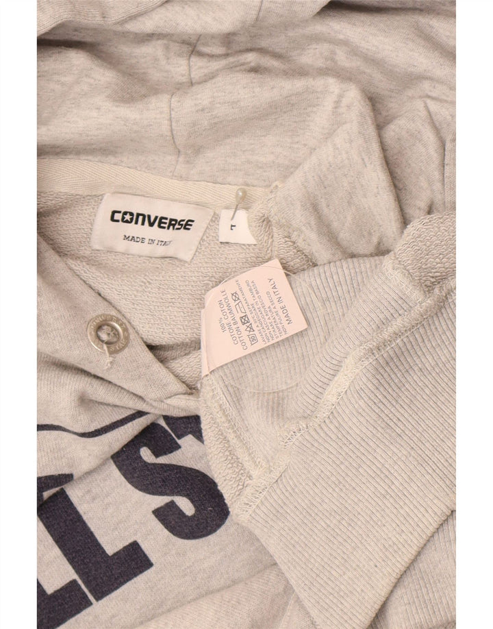 Мужской джемпер с капюшоном Converse с рисунком, большой серый, хлопковый