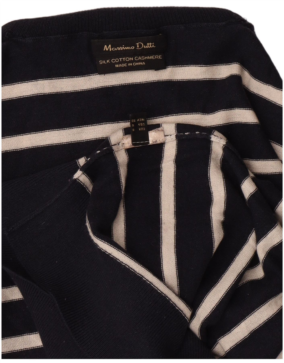 Женский джемпер с высоким воротником Massimo Dutti UK 10, маленький темно-синий в полоску