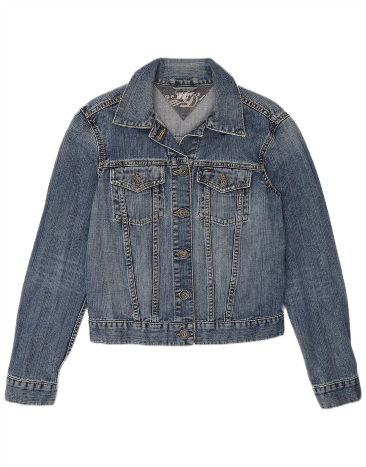 Женская джинсовая куртка Tommy Hilfiger UK 12, хлопок среднего синего цвета