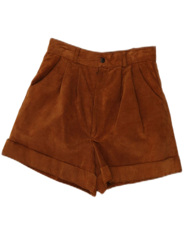 VINTAGE Womens Suede Pegged Casual Shorts IT 40 Small W24  Brown Leather