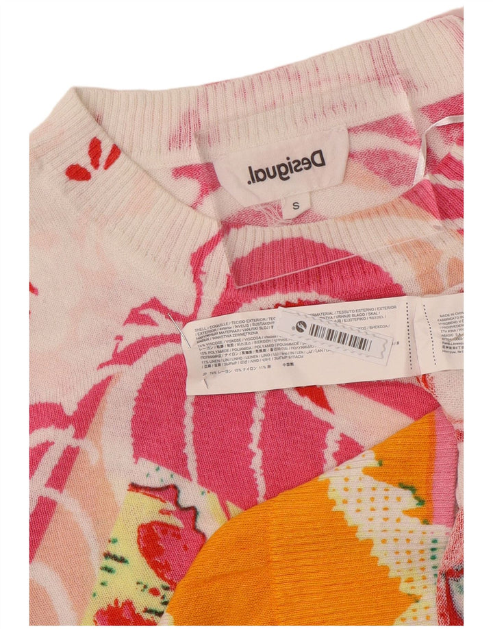 Женский джемпер с круглым вырезом Desigual, Великобритания, 10 маленьких размеров, с разноцветным цветочным принтом