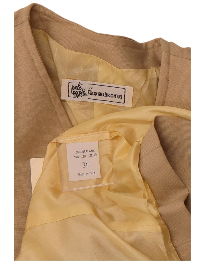 VINTAGE Женский двубортный пиджак IT 44 Средний Бежевый Шерсть