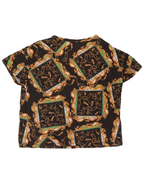 Женская футболка оверсайз Zara Top UK 10, маленькая черная с узором пейсли