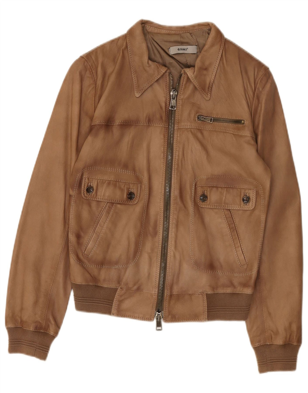 Винтажная женская кожаная куртка IT 44 Medium Beige Leather