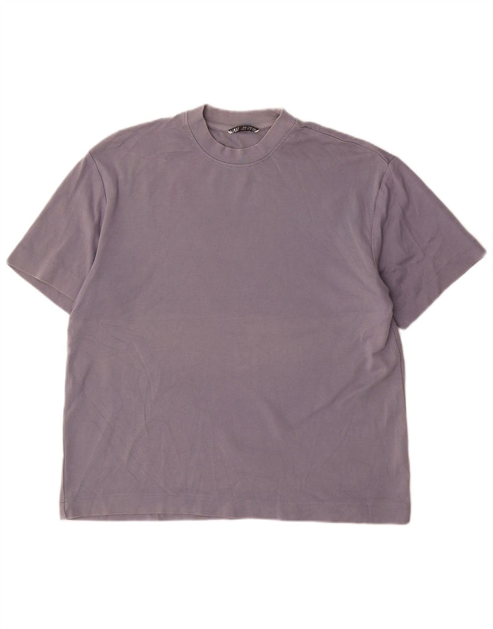 Мужская футболка Zara Top из хлопка среднего синего цвета