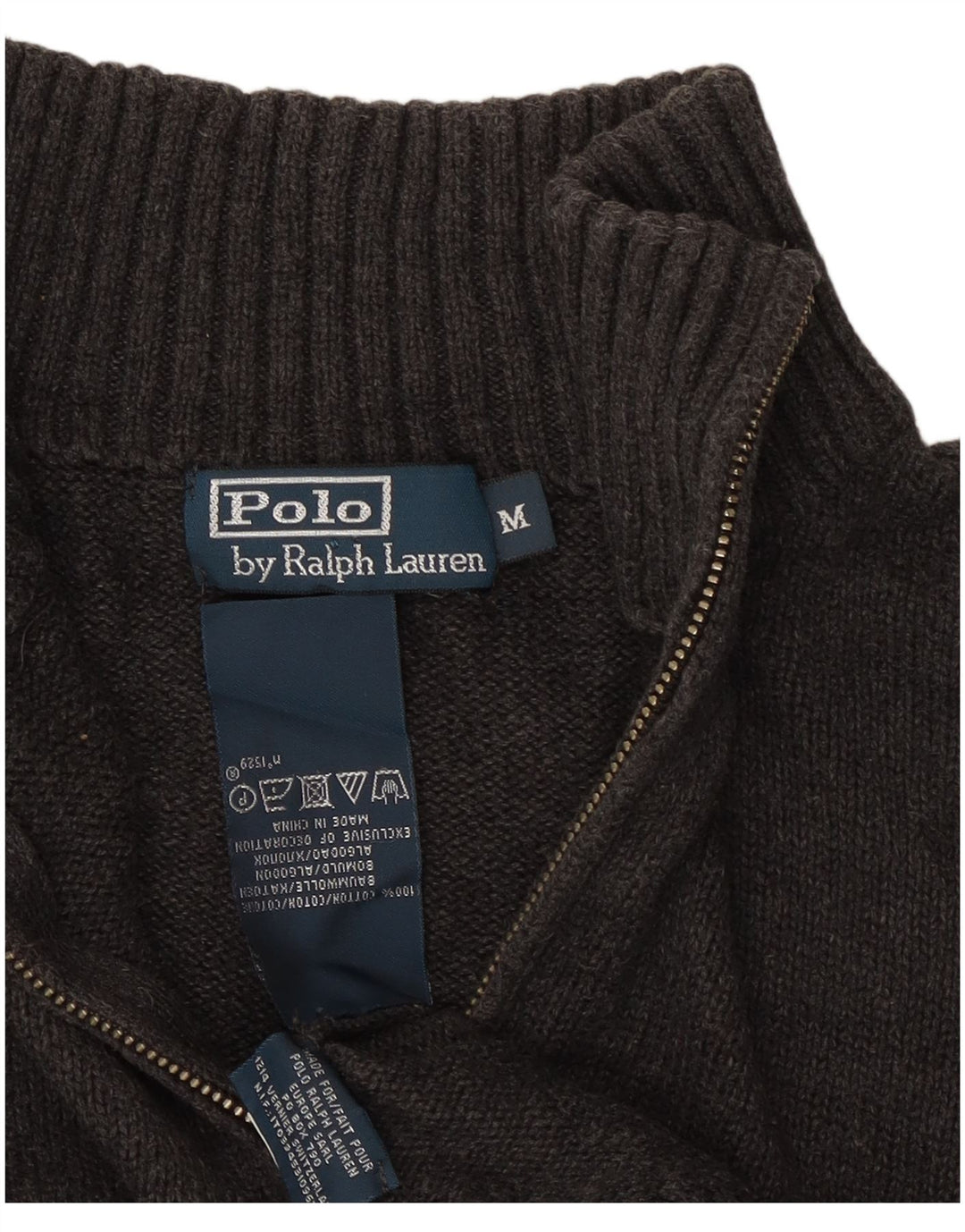 Мужской джемпер с воротником на молнии Polo Ralph Lauren, хлопковый средний серый цвет