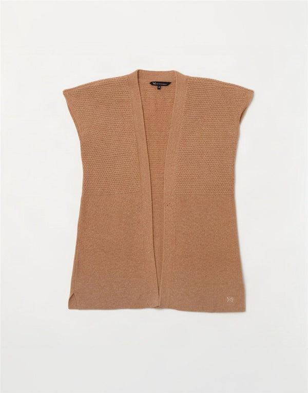 Crew Clothing Женский открытый кардиган без рукавов, свитер UK 14, средний бежевый