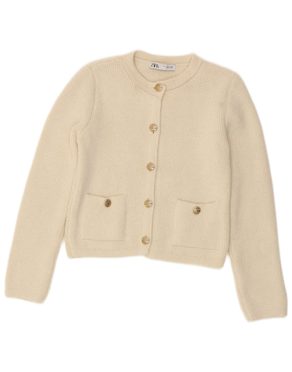 Женский укороченный кардиган Zara UK 10, маленький белый акрил