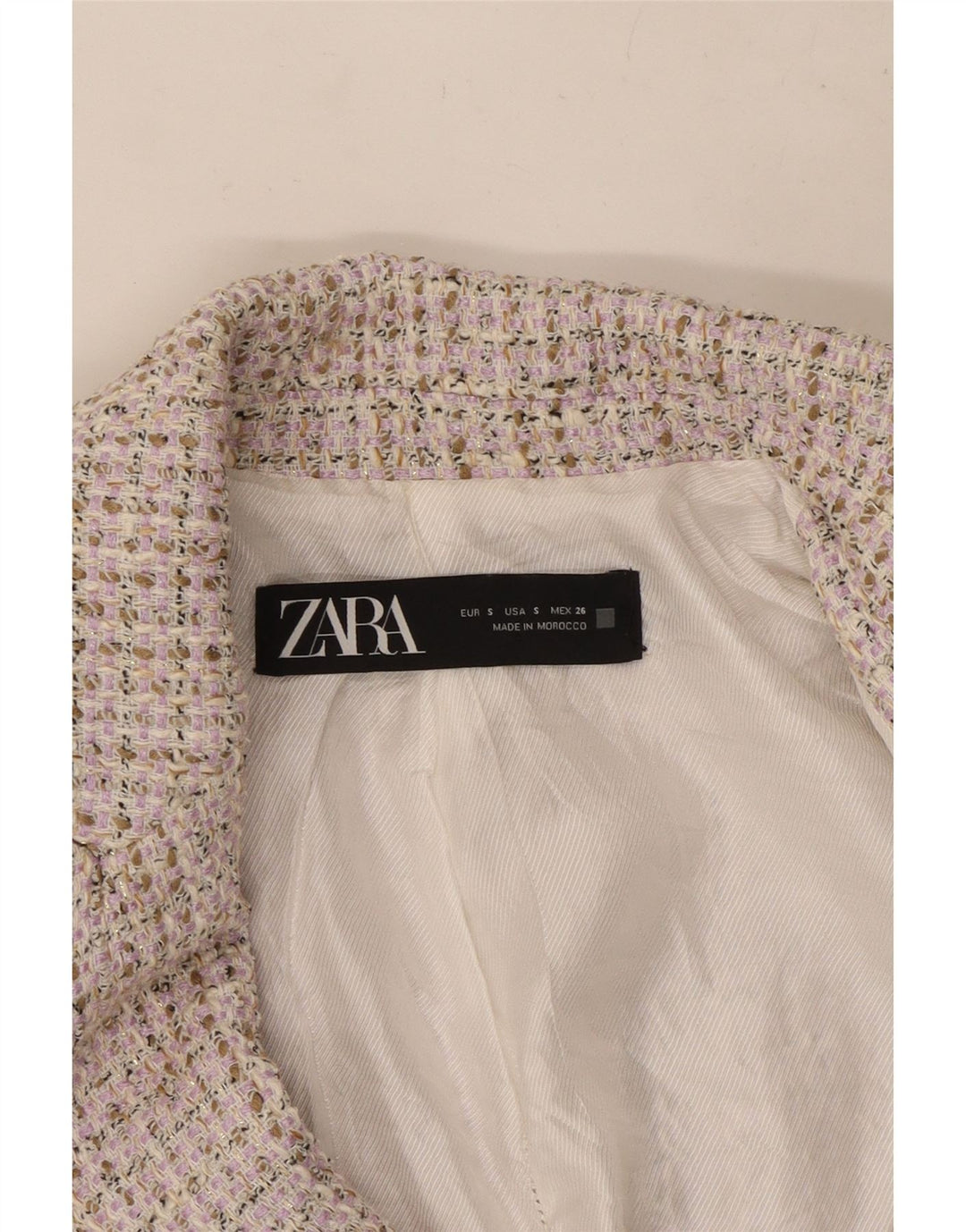 Женский двубортный пиджак Zara UK 10, маленький бежевый в крапинку