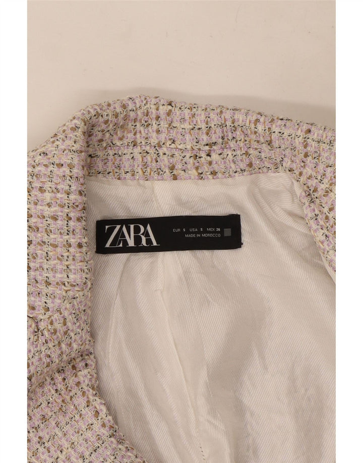 Женский двубортный пиджак Zara UK 10, маленький бежевый в крапинку