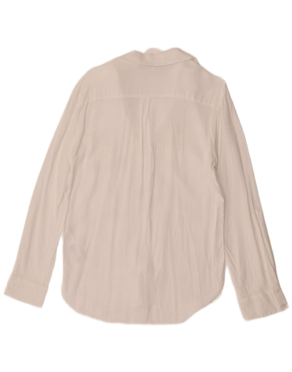 Женская блузка-рубашка Zara UK 12, средний белый цвет, вискоза