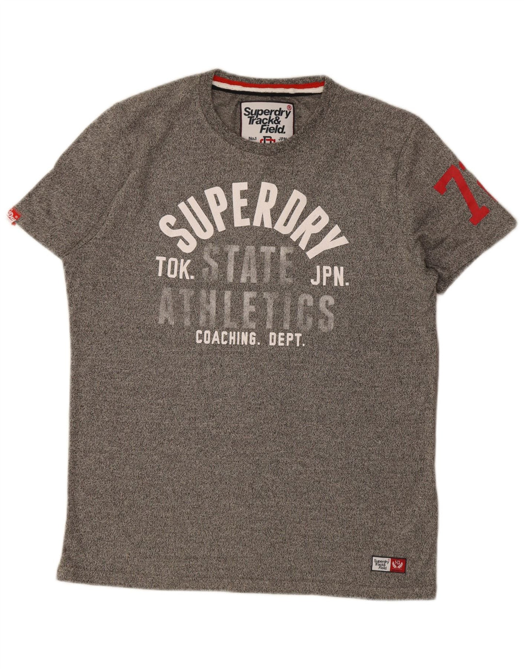 Мужская футболка с рисунком Superdry, большой серый хлопок с крапинками