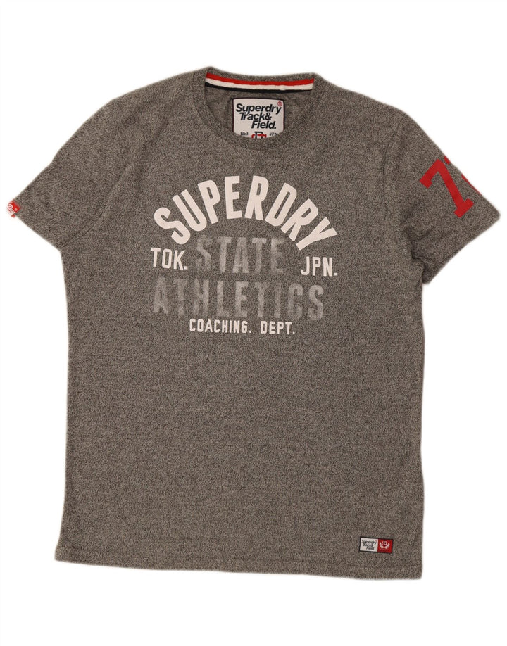 Мужская футболка с рисунком Superdry, большой серый хлопок с крапинками