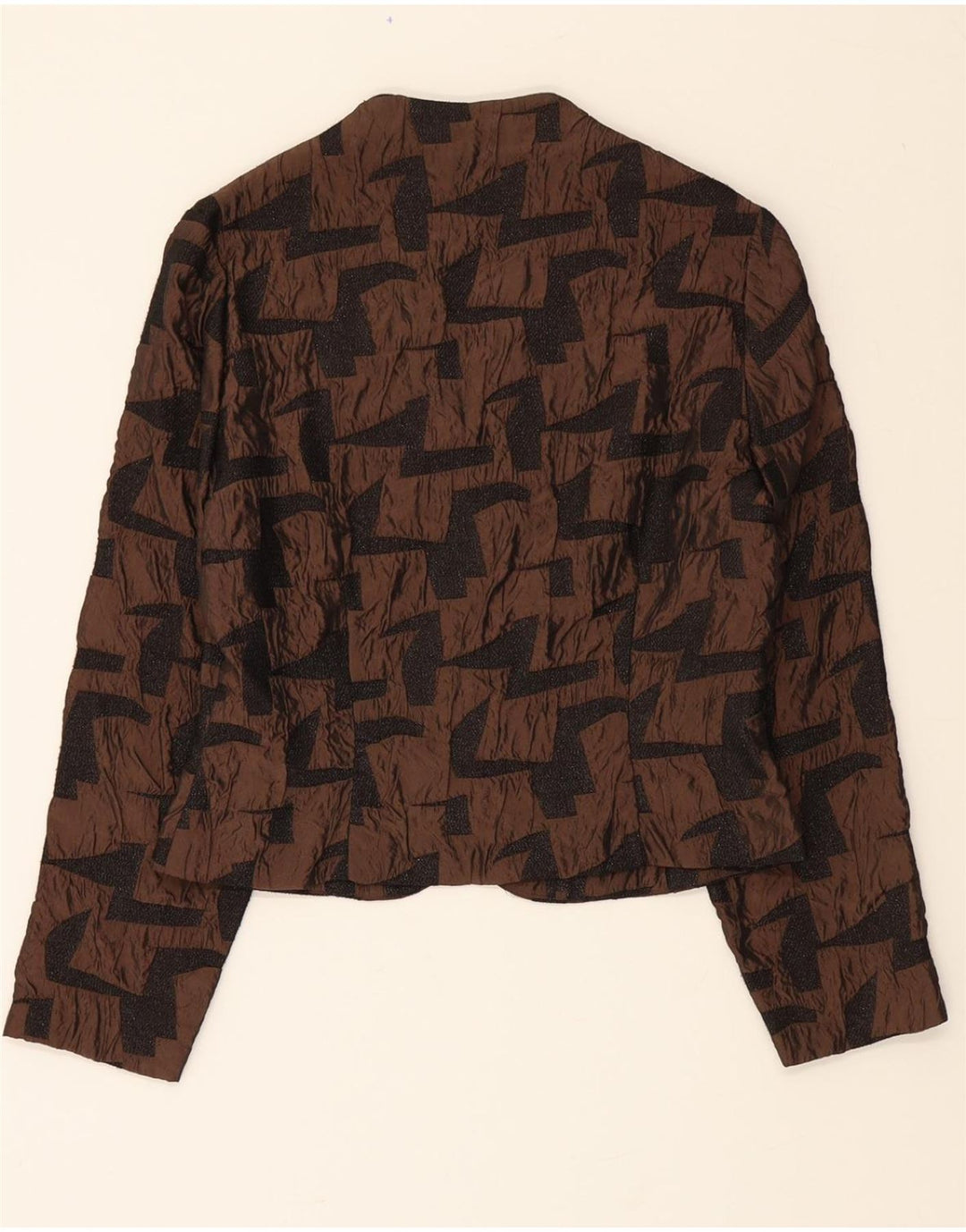 VINTAGE Womens Abstract Pattern 3 Button Blazer Jacket UK 12 Medium Brown Vintage Vintage and Second-Hand Vintage from Messina Hembry 