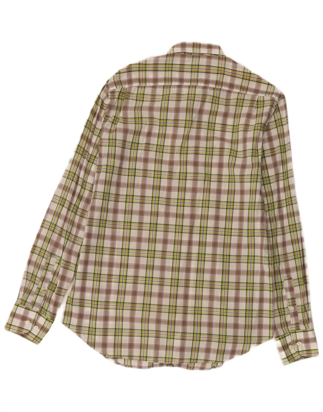Мужская рубашка Massimo Dutti в зеленую клетку, хлопок, средний цвет