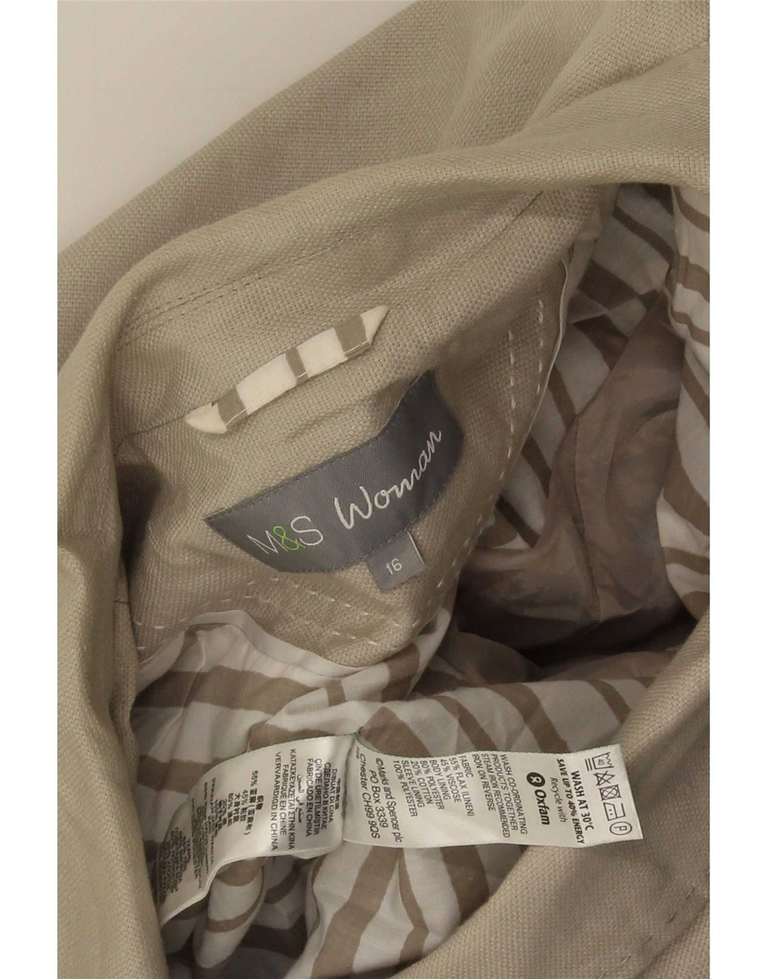 Женский пиджак на трех пуговицах Marks & Spencer, Великобритания, 16, большой зеленый лен