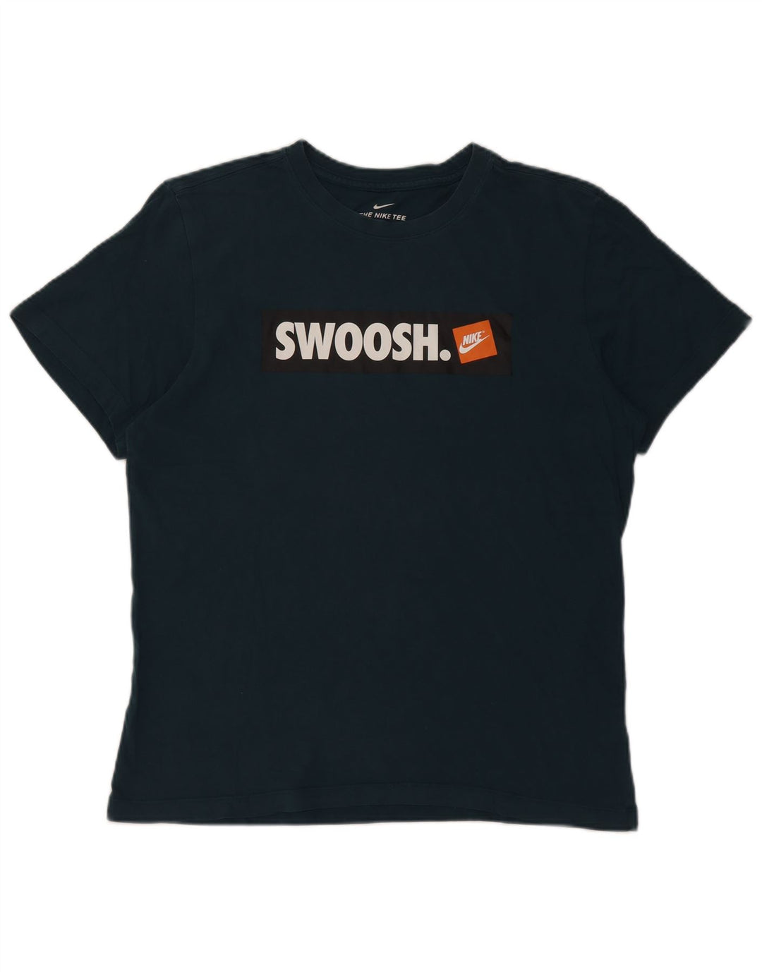 Мужская футболка с рисунком Nike Swoosh, хлопковый топ среднего синего цвета