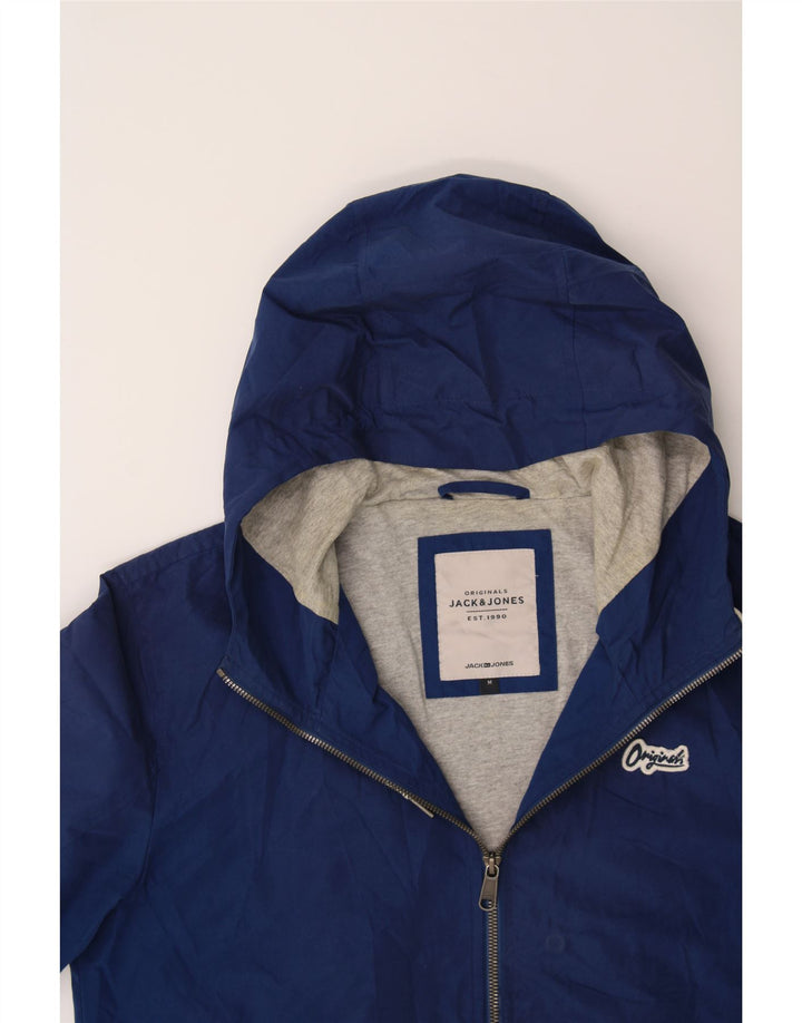 JACK & JONES Mens Hooded Bomber Jacket UK 38 Medium Navy Blue Vintage Jack & Jones and Second-Hand Jack & Jones from Messina Hembry 