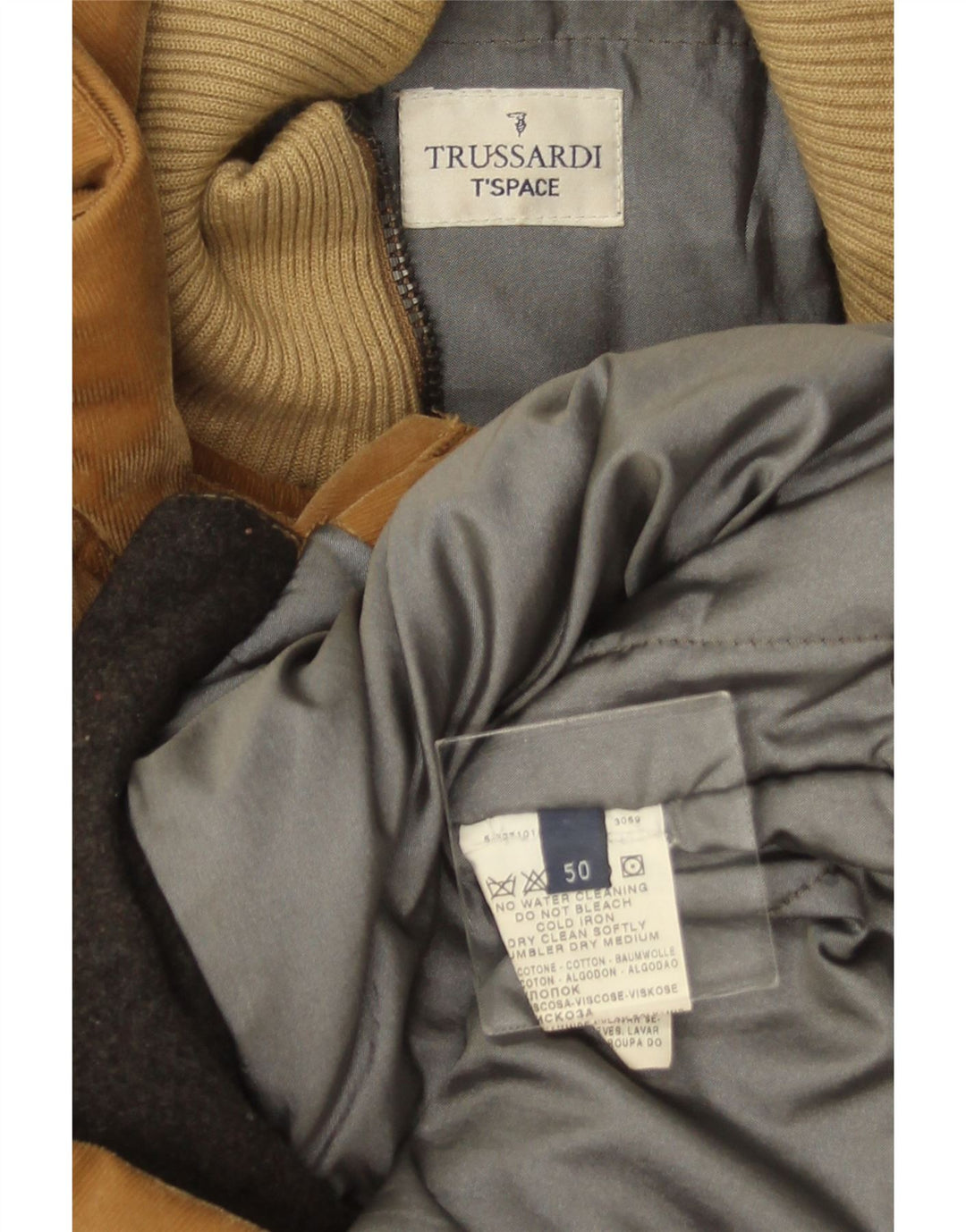 TRUSSARDI Мужская куртка IT 50, большая, бежевый, хлопок