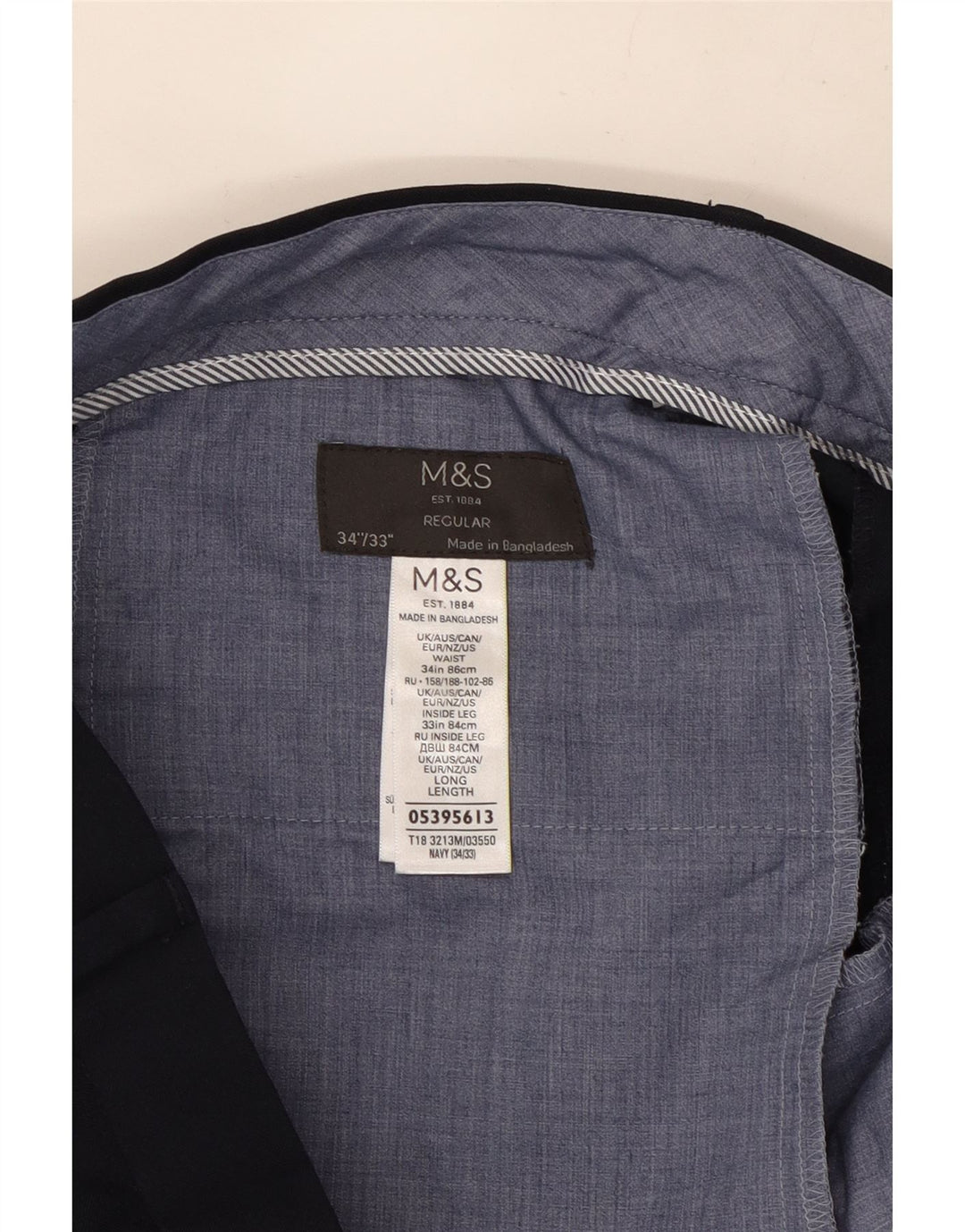 Мужские прямые брюки стандартного костюма Marks & Spencer W34 L33 темно-синие