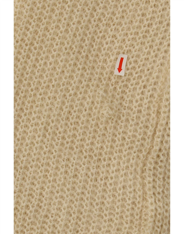 VINTAGE Womens Oversized Longline Open Cardigan Sweater UK 10 Small Beige Vintage Vintage and Second-Hand Vintage from Messina Hembry 