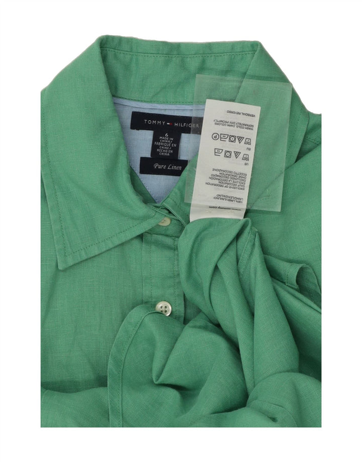 TOMMY HILFIGER Womens Shirt US 6 Medium Green Linen Vintage Tommy Hilfiger and Second-Hand Tommy Hilfiger from Messina Hembry 