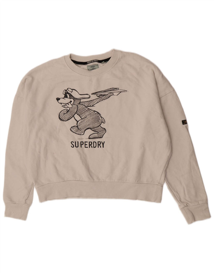 Женский джемпер оверсайз с рисунком Superdry UK 16, большой белый