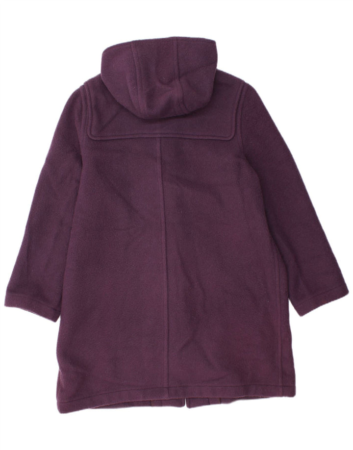 Винтажный женский дафлкот с капюшоном UK 14, большой фиолетовый, шерсть