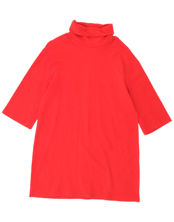 Женское платье прямого кроя с рукавом 3/4 Zara UK 16, большой красный хлопок